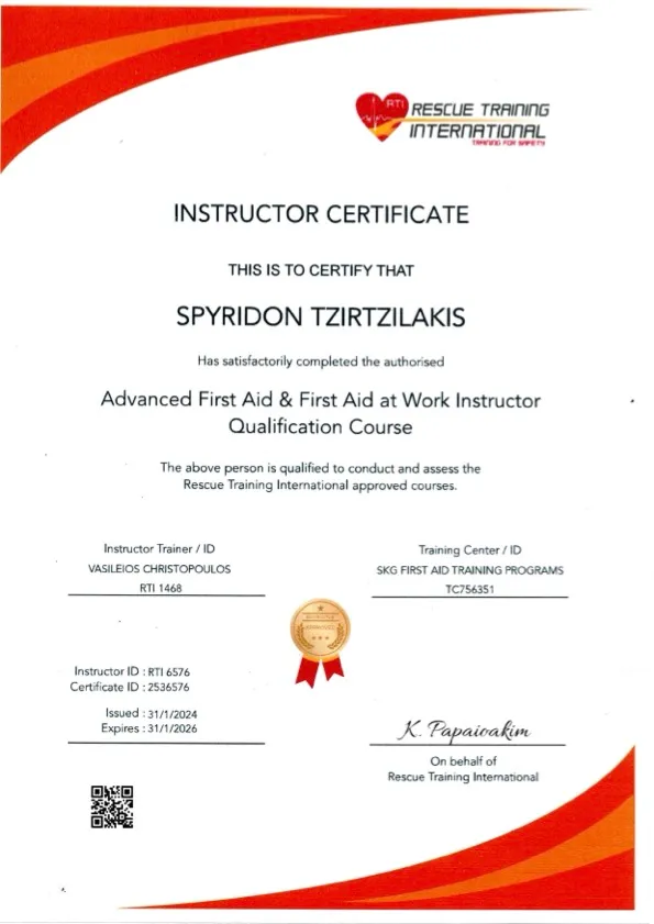 Advanced First Aid & First Aid at Work Instructor