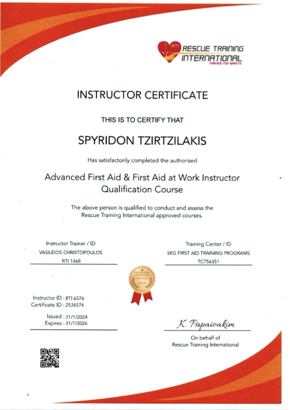 Advanced First Aid & First Aid at Work Instructor